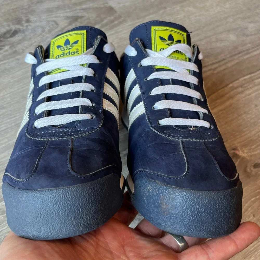 Adidas Samoa Navy Blue Lime Green White Walking Sneakers G59814 Womens 7